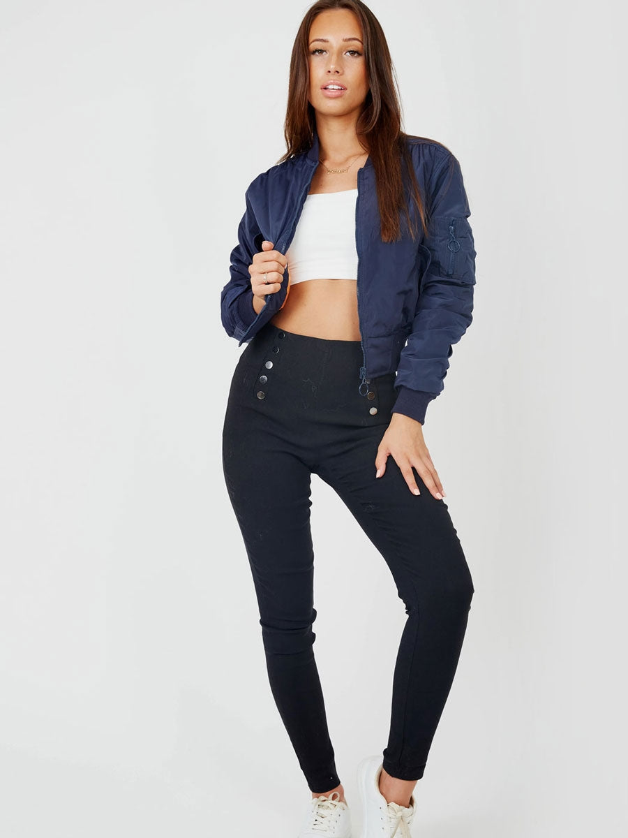 Mock Button High Waist Jeggings Multi Pack