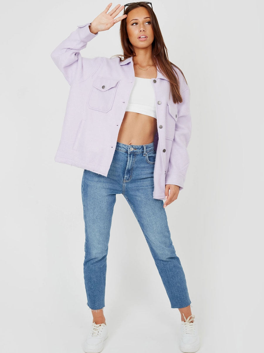 Plain Classic Thick Shirt Jacket Shacket