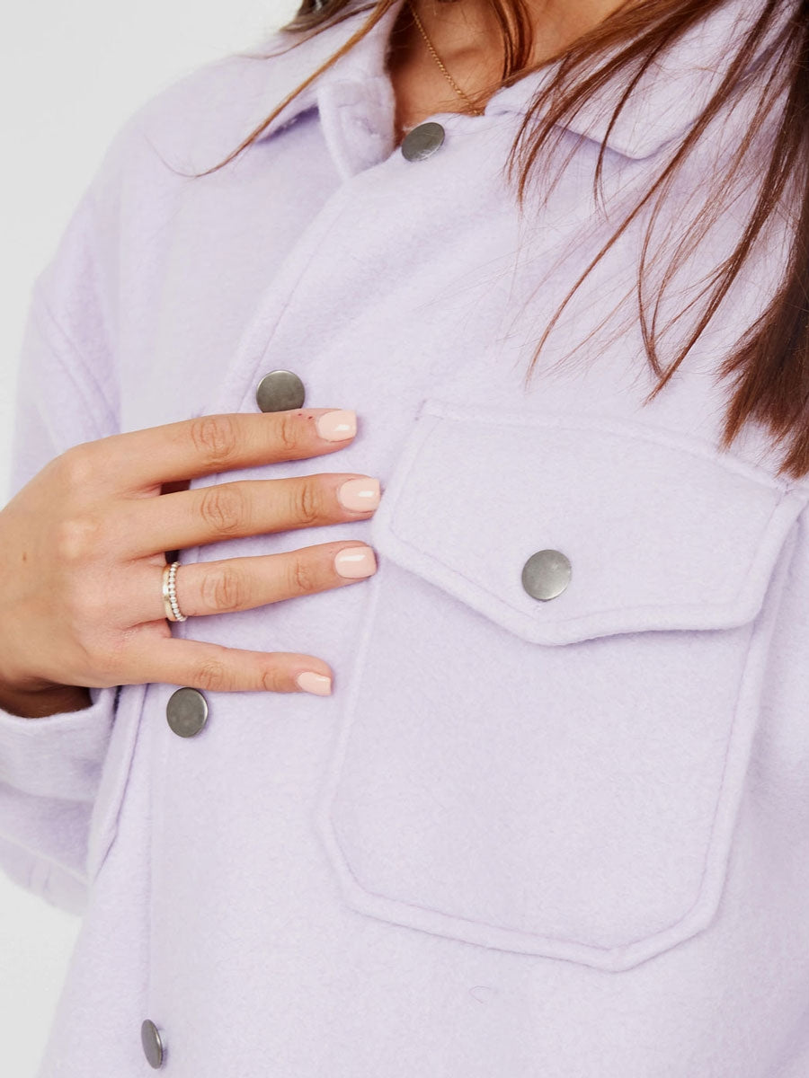 Plain Classic Thick Shirt Jacket Shacket