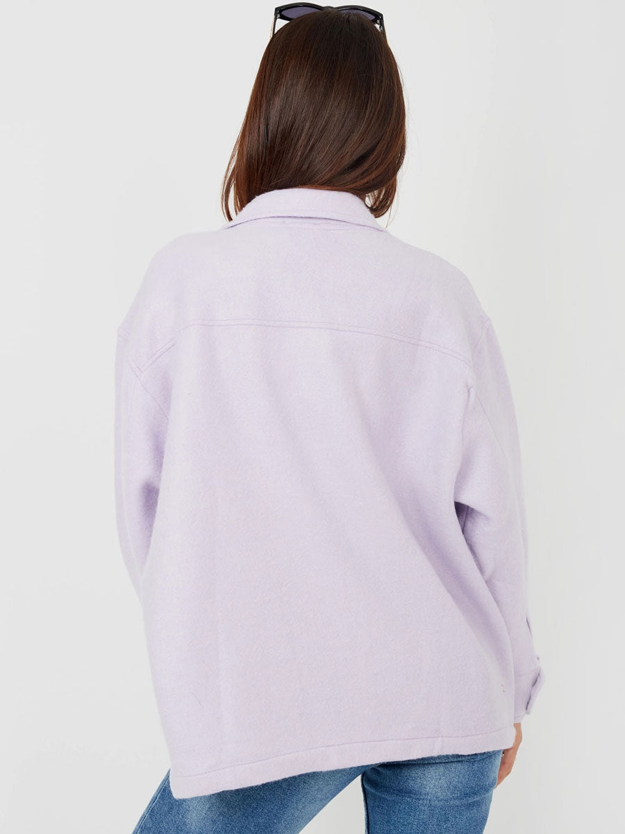 Plain Classic Thick Shirt Jacket Shacket