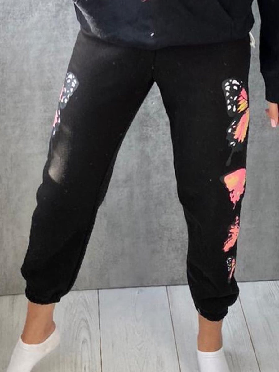 Butterfly Graphic Oversized Fleece Joggers