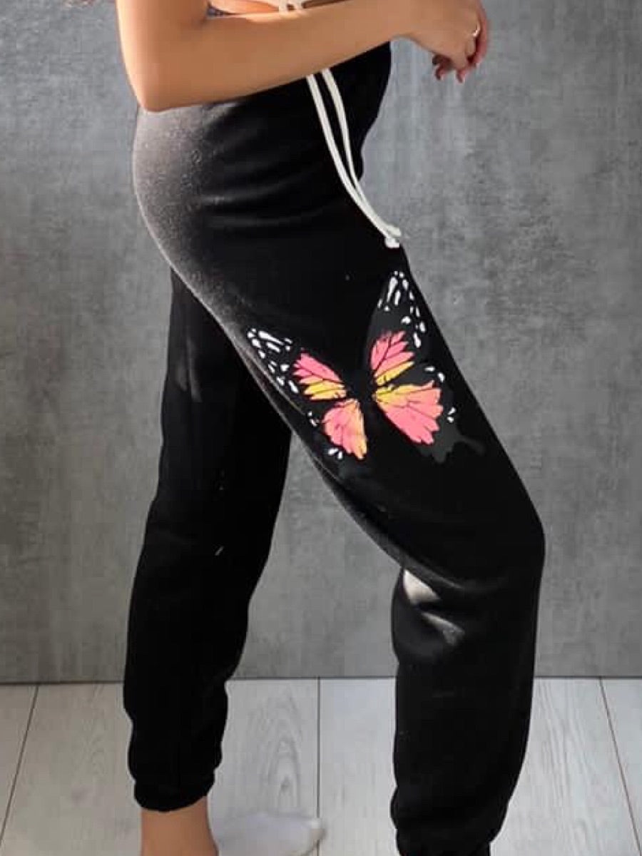 Butterfly Graphic Oversized Fleece Joggers