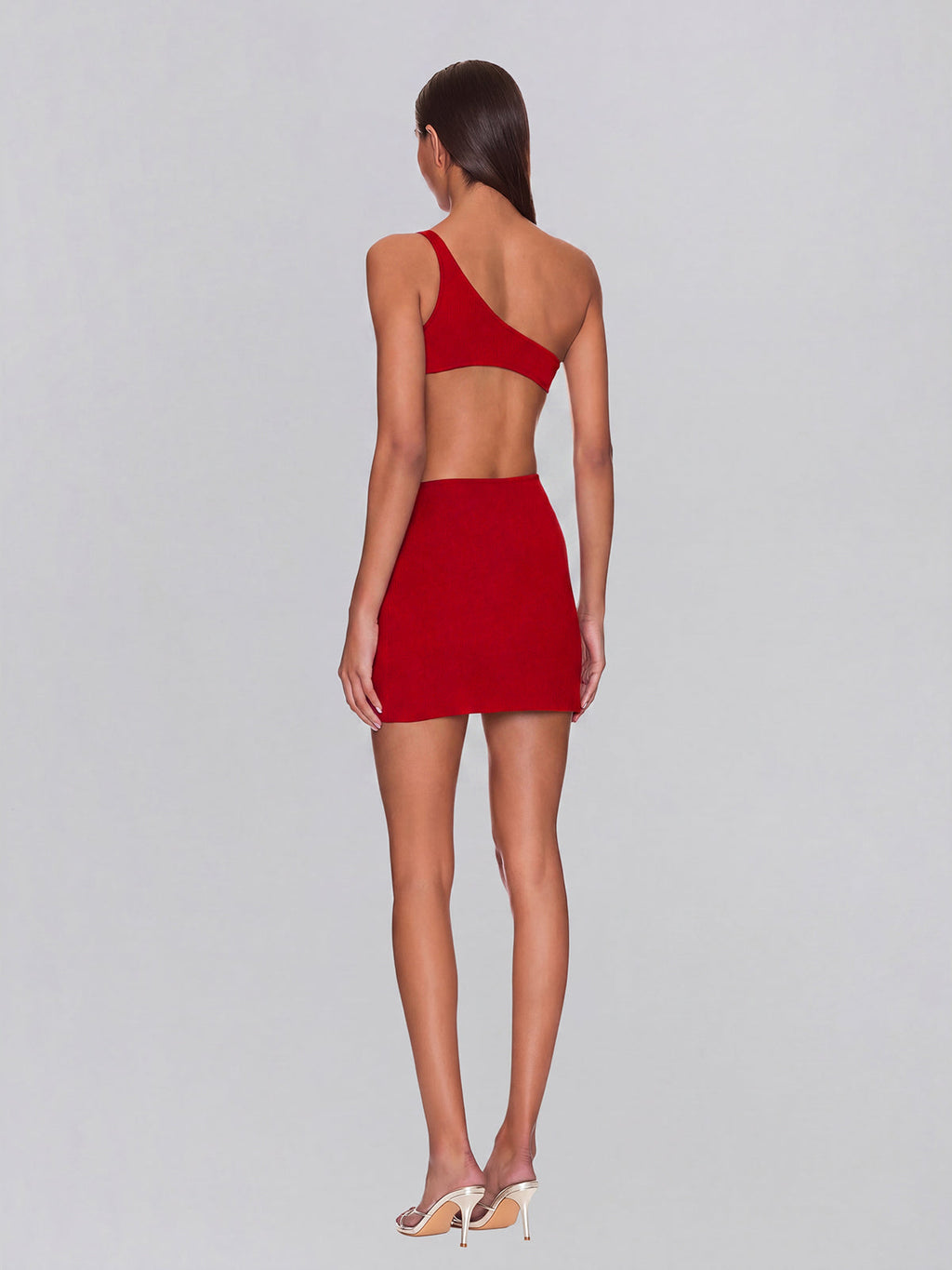Xelyra One Shoulder Cutout Mini Dress In Red
