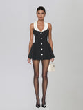 Yavelion Halterneck Button Mini Dress