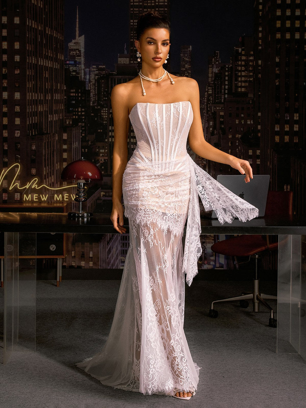 Yolita Strapless Lace Corset Dress Set