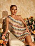 Yvoryth One Shoulder Knitted Mini Dress