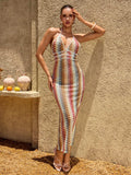 Yvoryth V Neck Wavy Maxi Dress