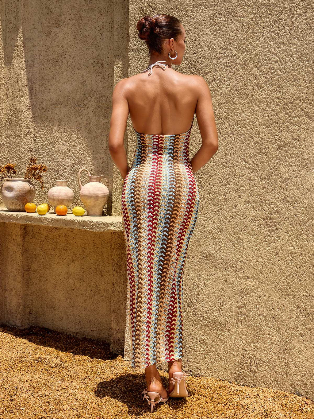 Yvoryth V Neck Wavy Maxi Dress
