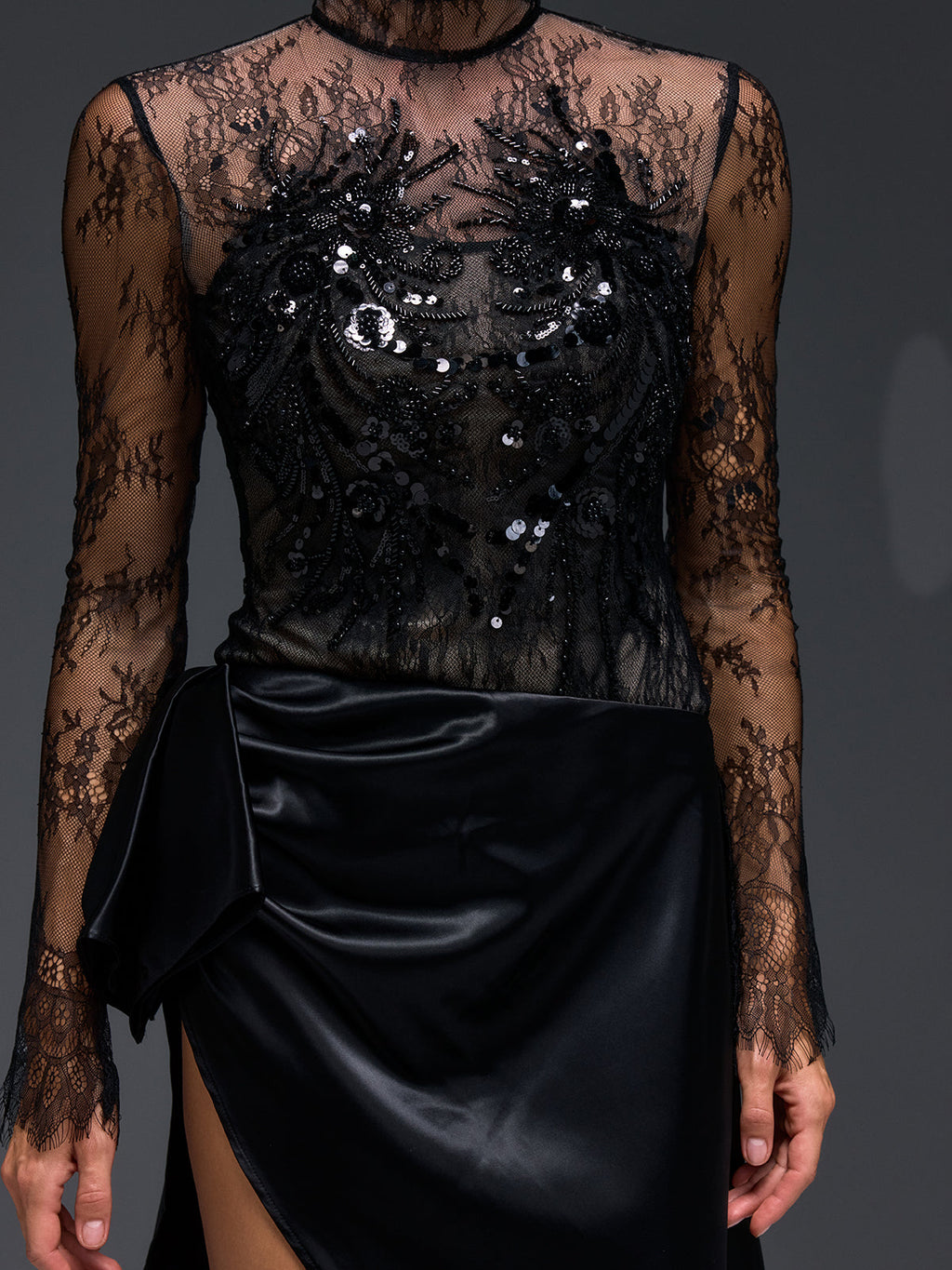 Zavryn Long Sleeve Lace Split Dress Set