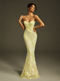 Zryne Spaghetti  Embroidered Flower Maxi Dress